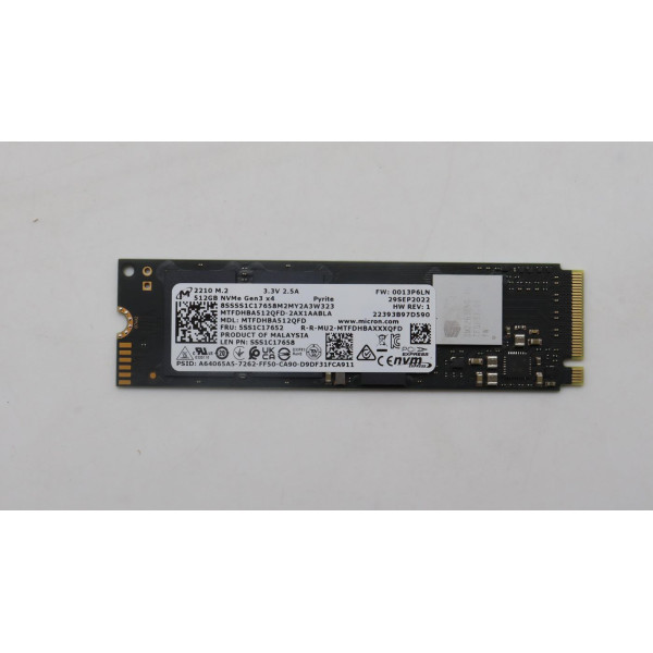 Lenovo Micron 2210 512GB M.2 PCIe 2280 MTFDHBA512QFD-2AX1AABLA QLC SSD EMI Lenovo Micron 2210 512GB M.2 PCIe 2280 MTFDHBA512QFD-2AX1AABLA QLC SSD EMI