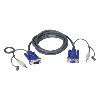 Aten VGA/Audio Cable 1.8m VGA / Audio Cable, 1.8 m, Black, Male/Female, 1x 15-pin HDB FM 4x 2 Audio M 1x 15-pin HDB M