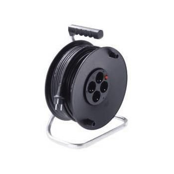 Bachmann Cable Reel, 4-way, with Thermo 392.180, 25 m, 4 AC outlet(s), IP20, Black, Plastic, 250 V