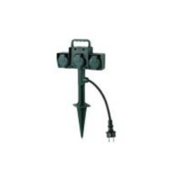 Bachmann Garden socket outlet with earth pike 394.175, 2 m, 3 AC outlet(s), Outdoor, IP44, Green, 230 V