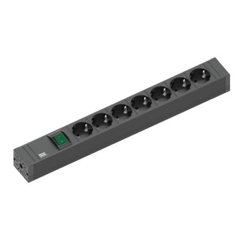 Bachmann CONNECT LINE 7xCEE7/3, with switch, power 2,0m 420.0014, 2 m, 7 AC outlet(s), Indoor, Black, 16 A, 438 mm
