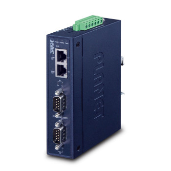 Planet IP30 Industrial 2-Port RS232/RS422/RS485 Serial Device Server (2 x10/100TX15KV isolation, dual 12-48V DC )