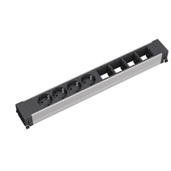 Bachmann Power Strip 8-way (444mm) for CONFERENCE / TOP FRAME w/4xSchuko, 4xCustom & Child protection