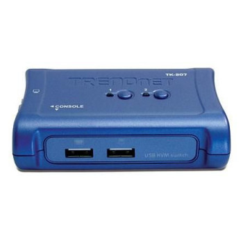 TRENDnet 2-Port USB KVM Switch Kit TK-207K, 2048 x 1536 pixels, Blue