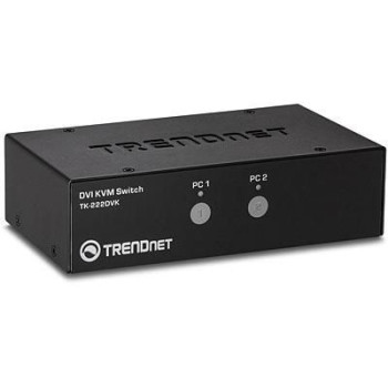 TrendNET 2-port DVI KVM Switch Kit TK-222DVK, 2560 x 1600 pixels, 0.7 W, Black