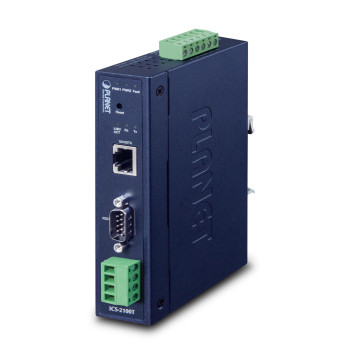 Planet IP30 Industrial 1-Port RS232/RS422/RS485 Serial Device Server (1 x 10/100BASE-TX, -40~75 degrees C, dual 9~48V DC, Web, T