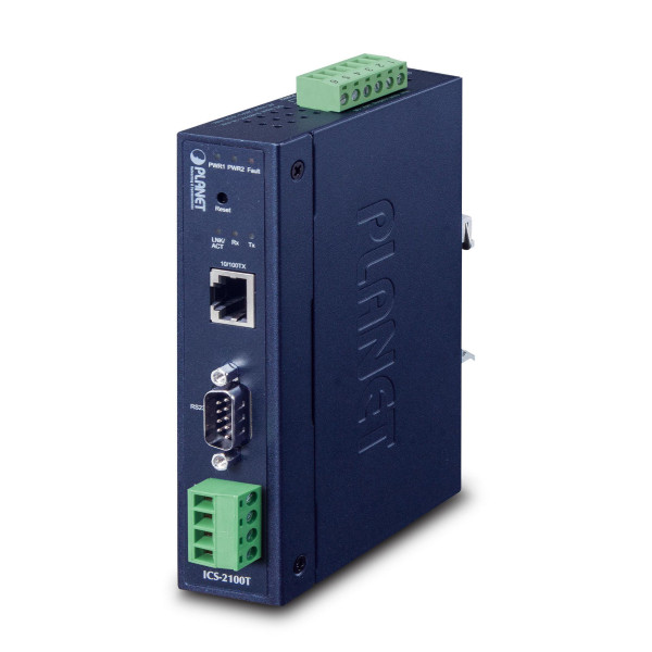 Planet IP30 Industrial 1-Port RS232/RS422/RS485 Serial Device Server (1 x 10/100BASE-TX, -40~75 degrees C, dual 9~48V DC, Web, T Planet IP30 Industrial 1-Port RS232/RS422/RS485 Serial Device Server (1 x 10/100BASE-TX, -40~75 degrees C, dual 9~48V DC, Web, T