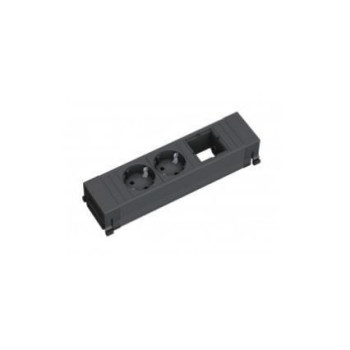 Bachmann Power Frame 2xUTE 1xcover black plastic profile 916.062, 2 AC outlet(s), Plastic, Black, 220 mm, 1 pc(s)