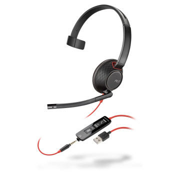 POLY Blackwire 5210 Zestaw słuchawkowy Przewodowa Opaska na głowę Biuro centrum telefoniczne USB Typu-A Czarny