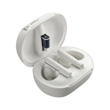 POLY Voyager Free 60+ Zestaw słuchawkowy Bezprzewodowy Douszny Biuro centrum telefoniczne Bluetooth Biały