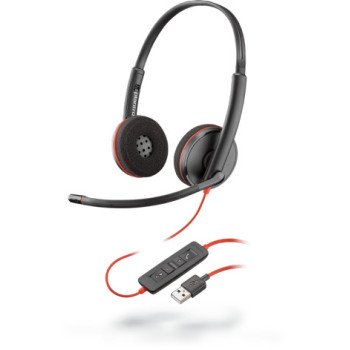POLY Blackwire C3220 Zestaw słuchawkowy Przewodowa Opaska na głowę Połączenia muzyka USB Typu-A Czarny, Czerwony
