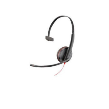 POLY Blackwire 3215 Zestaw słuchawkowy Przewodowa Opaska na głowę Biuro centrum telefoniczne USB Typu-A Czarny, Czerwony