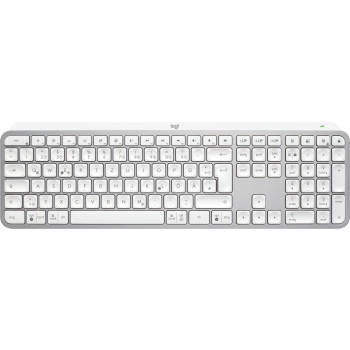 Logitech MX Keys S klawiatura RF Wireless + Bluetooth QWERTZ Niemiecki Aluminium, Biały