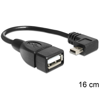 DELOCK USB Kabel A - Mini-B BuSt 0.16m 90 OTG sw