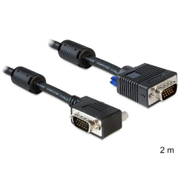 DELOCK VGA-Kabel D-Sub15 - D-Sub15 StSt 2.00m sw 90