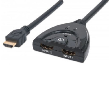 MANHATTAN HDMI Adapter 2-Port integriertes Kabel