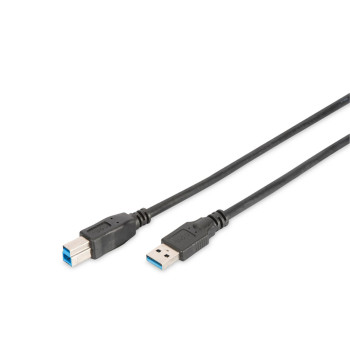 DIGITUS USB 3.0 Anschlusskabel Typ A -B StSt 1,8m, sw Polybeutel