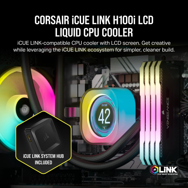 CORSAIR WAK Cooling iCUE LINK H100i LCD AIO 240mm CORSAIR WAK Cooling iCUE LINK H100i LCD AIO 240mm