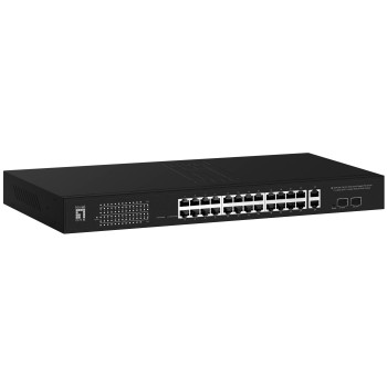 LevelOne GEP-2841 łącza sieciowe Zarządzany L2 Gigabit Ethernet (10 100 1000) Obsługa PoE 1U Czarny