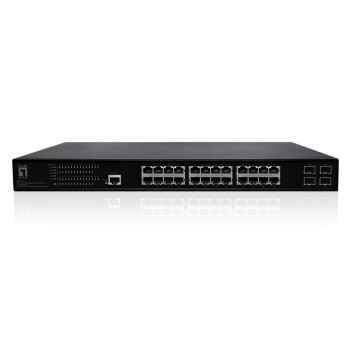 LevelOne GEP-2861 łącza sieciowe Zarządzany L2 Gigabit Ethernet (10 100 1000) Obsługa PoE 1U Czarny