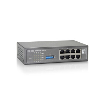 LevelOne FEP-0800 łącza sieciowe Fast Ethernet (10 100) Obsługa PoE Czarny, Szary