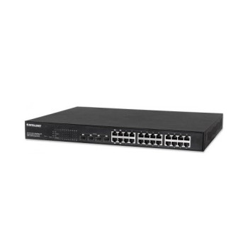 Intellinet 560900 łącza sieciowe Zarządzany L2 Gigabit Ethernet (10 100 1000) Obsługa PoE 1U Czarny