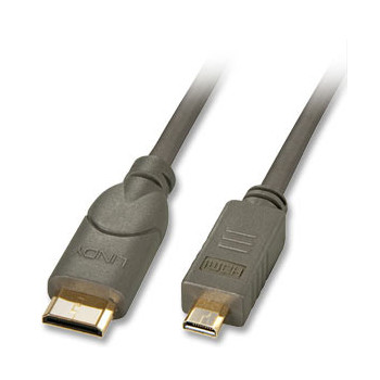 Lindy 0.5m HDMI kabel HDMI 0,5 m HDMI Type C (Mini) HDMI Typu D (Micro) Czarny