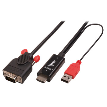 Lindy 41455 adapter kablowy 1 m HDMI + USB VGA (D-Sub) Czarny