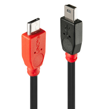 Lindy 31717 kabel USB 0,5 m USB 2.0 Mini-USB B Micro-USB B Czarny, Czerwony