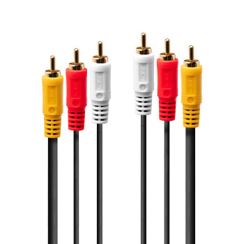 Lindy 35692 kabel audio 3 m 3 x RCA Czarny, Czerwony, Biały, Żółty