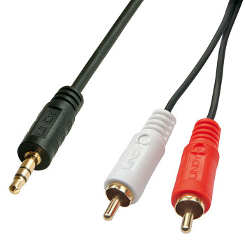 Lindy 35681 kabel audio 2 m 3.5mm 2 x RCA Czarny, Czerwony, Biały