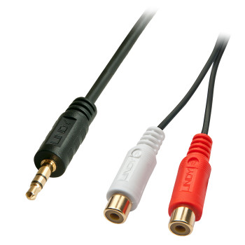 Lindy 35678 kabel audio 0,25 m 2 x RCA 3.5mm Czarny, Czerwony, Biały