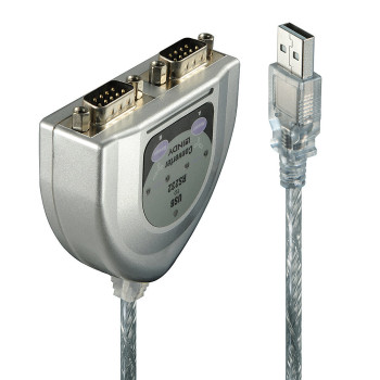 Lindy 42889 kabel równoległy Srebrny 0,6 m USB Typu-A DB-9