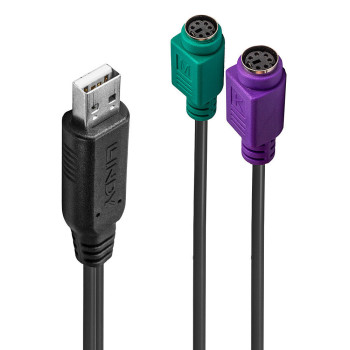 Lindy 42651 zmieniacz płci   kabli USB A 1.1 2 x Mini-DIN 6 Pin Czarny