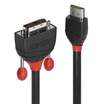 Lindy 36275 adapter kablowy 10 m HDMI Typu A (Standard) DVI-D Czarny, Czerwony