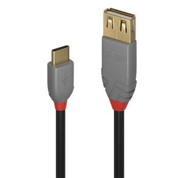 Lindy 36897 kabel USB 0,15 m USB 2.0 USB A USB C Czarny, Szary