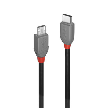 Lindy 36890 kabel USB 0,5 m USB 2.0 USB C Micro-USB B Czarny, Szary