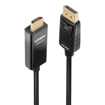 Lindy 40924 adapter kablowy 0,5 m DisplayPort HDMI Typu A (Standard) Czarny