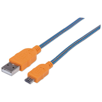 Manhattan 394024 kabel USB 1 m USB 2.0 USB A Micro-USB B Niebieski