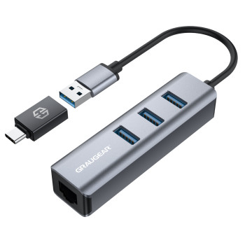 GRAUGEAR USB-HUB 3x USB 3.0 Ports Type-A Gbit LAN retail