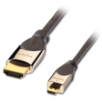 Lindy CROMO, HDMI - Micro HDMI, 1m kabel HDMI HDMI Typu A (Standard) HDMI Typu D (Micro) Czarny, Srebrny