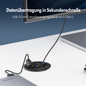 GRAUGEAR USB 3.0 Tisch Hub mit Audio- und Mikrofonanschluss