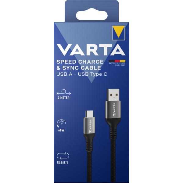 Varta Kabel Speed Charge Sync USB A to C 2 Meter Varta Kabel Speed Charge Sync USB A to C 2 Meter