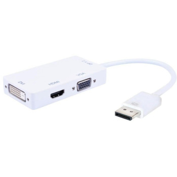 Techly IADAP DP-COMBOF2 adapter kablowy 0,15 m DisplayPort HDMI   DVI   VGA Biały