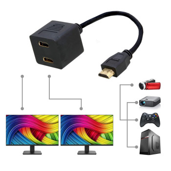 Techly 0.3m HDMI - 2x HDMI M F kabel HDMI 0,3 m HDMI Typu A (Standard) 2 x HDMI Type A (Standard) Czarny
