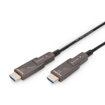 Kabel DIGITUS połączeniowy hybrydowy AOC HDMI 2.0 Premium High Speed Ethernet 4K60Hz UHD HDMI D/A HDMI D/A M/M czarny 15m