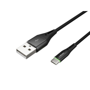 Kabel USB 2.0 Type-C(M) - AM 1m oplot czarny led Natec Prati