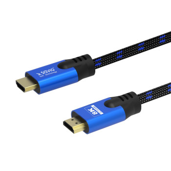 Kabel HDMI v2.1 Savio CL-143 3m, 8K, OFC, niebiesko-czarny, złote końcówki