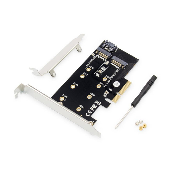 Karta rozszerzeń (Kontroler) DIGITUS M.2 NGFF/NVMe SSD PCIe 3.0 SATA 80, 60, 42, 30 mm Karta rozszerzeń (Kontroler) DIGITUS M.2 NGFF/NVMe SSD PCIe 3.0 SATA 80, 60, 42, 30 mm