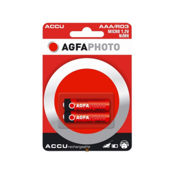 AGFAPHOTO Akku NiMH, Micro, AAA, HR03, 1.2V/900mAh, Retail Blister (2-Pack)